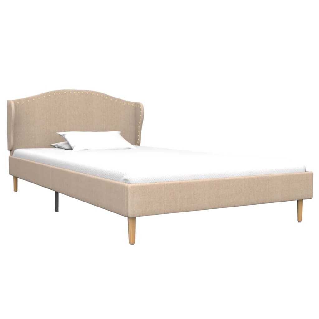 

vidaXL Bed met traagschuim matras stof beige 90x200 cm