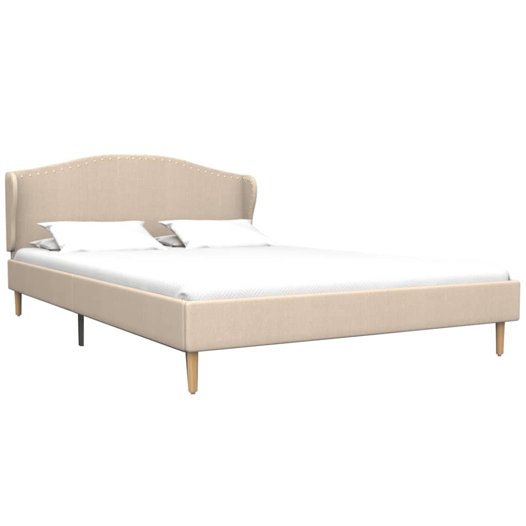 

vidaXL Bed met traagschuim matras stof beige 120x200 cm