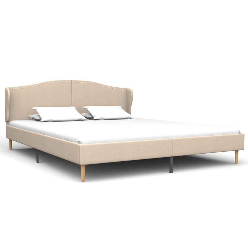 

vidaXL Bed met traagschuim matras stof beige 160x200 cm