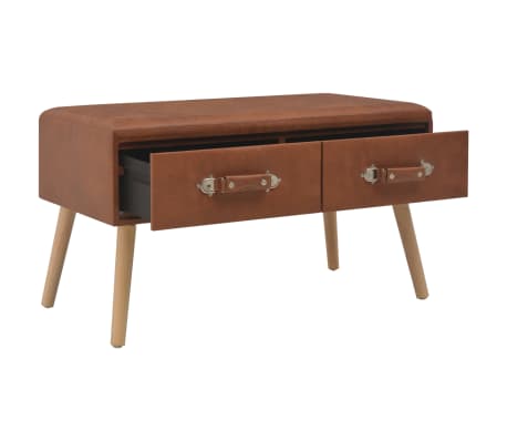vidaXL Banc avec tiroirs 80 cm Marron Similicuir
