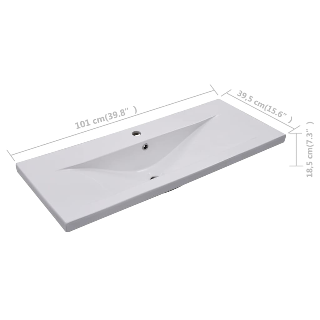 Fehér kerámia beépíthető mosdókagyló 101 x 39,5 x 18,5 cm 