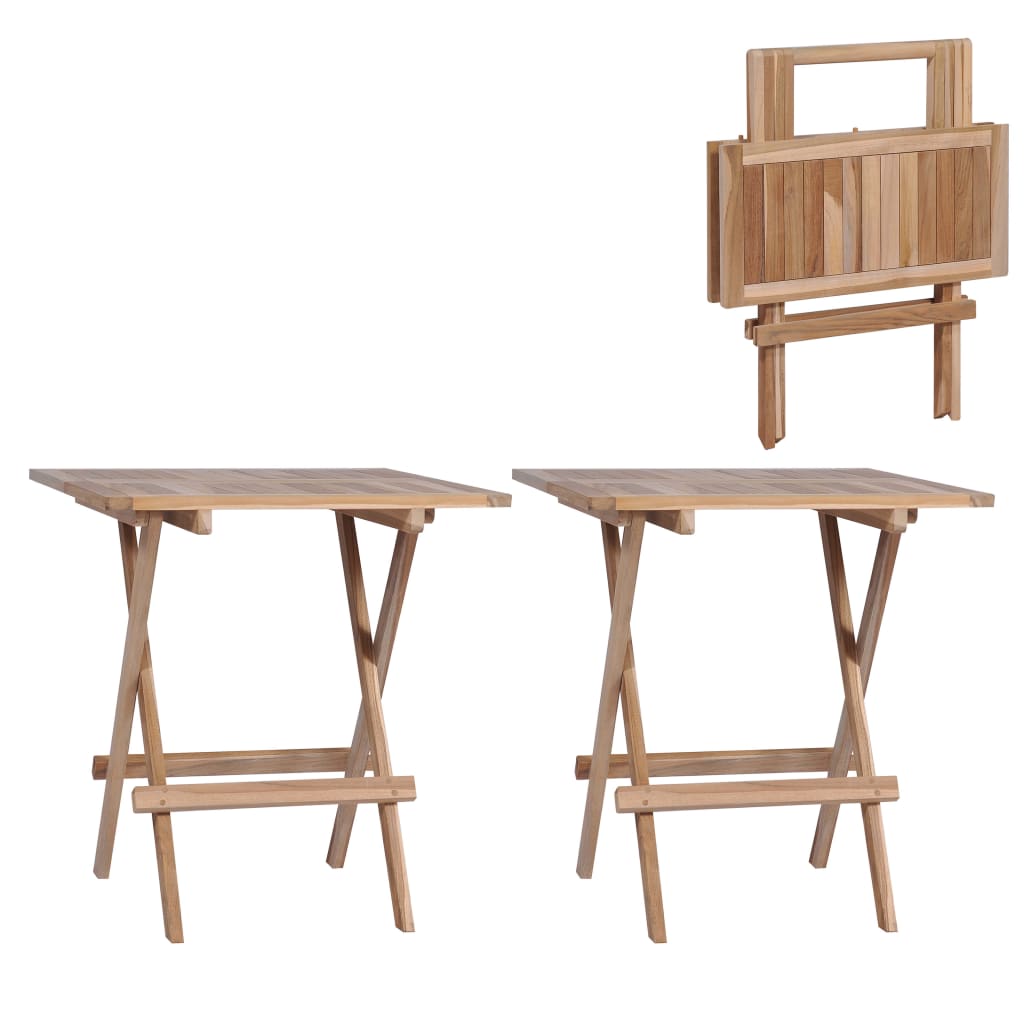 vidaXL Τραπέζια Bistro Πτυσσόμενα 2 τεμ. 60x60x65 εκ. Μασίφ Ξύλο Teak