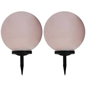 Zunanje solarne svetilke 2 kosa LED okrogle 40 cm RGB