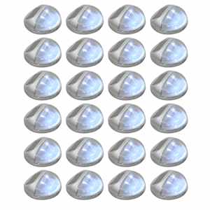 Zunanje solarne stenske svetilke LED 24 kosov okrogle srebrne