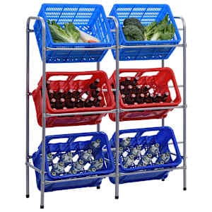 Stojalo za shranjevanje za 6 zabojev srebrno 96x33x116 cm jeklo