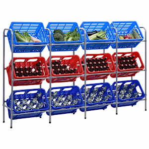 Stojalo za 12 zabojev srebrno 190x33x116 cm jeklo