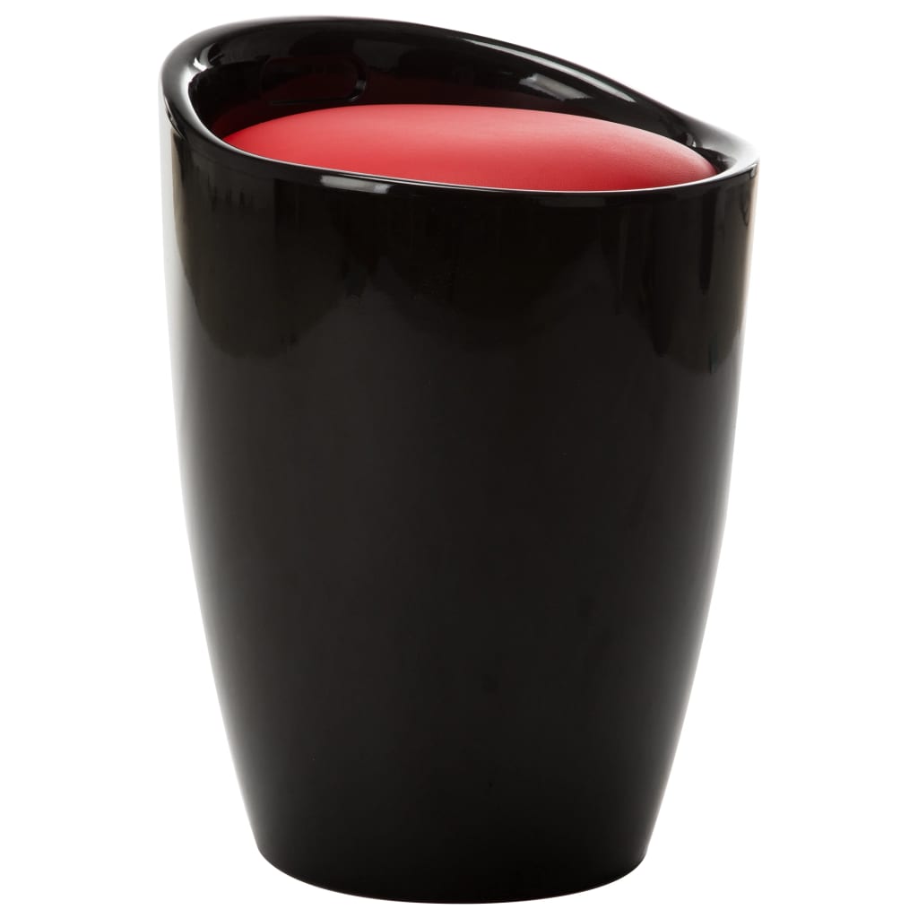 VidaXL Storage Stool Black And Red Faux Leather