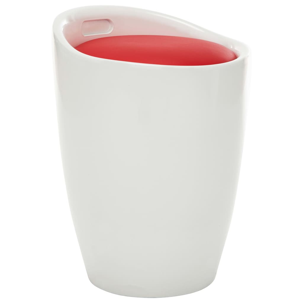 VidaXL Tabouret De Rangement Blanc Et Rouge Similicuir