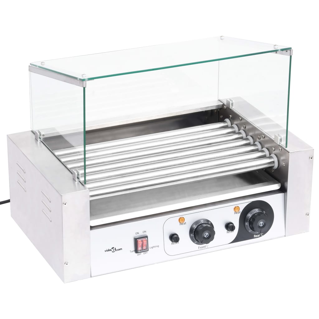 vidaXL 7-rullainen Hot Dog grillilaite lasikannella 1400 W