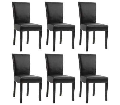 vidaXL Chaises de salle à manger 6 pcs Marron foncé Similicuir vidaXL Chaises de salle à manger 6 pcs Marron foncé Similicuir