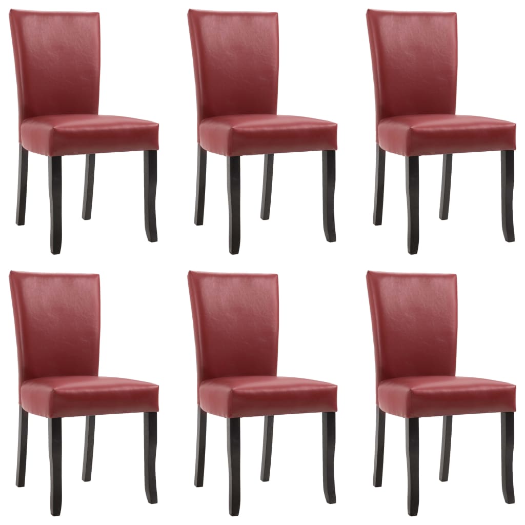 Dining Chairs 6 pcs Wine Red Faux Leather