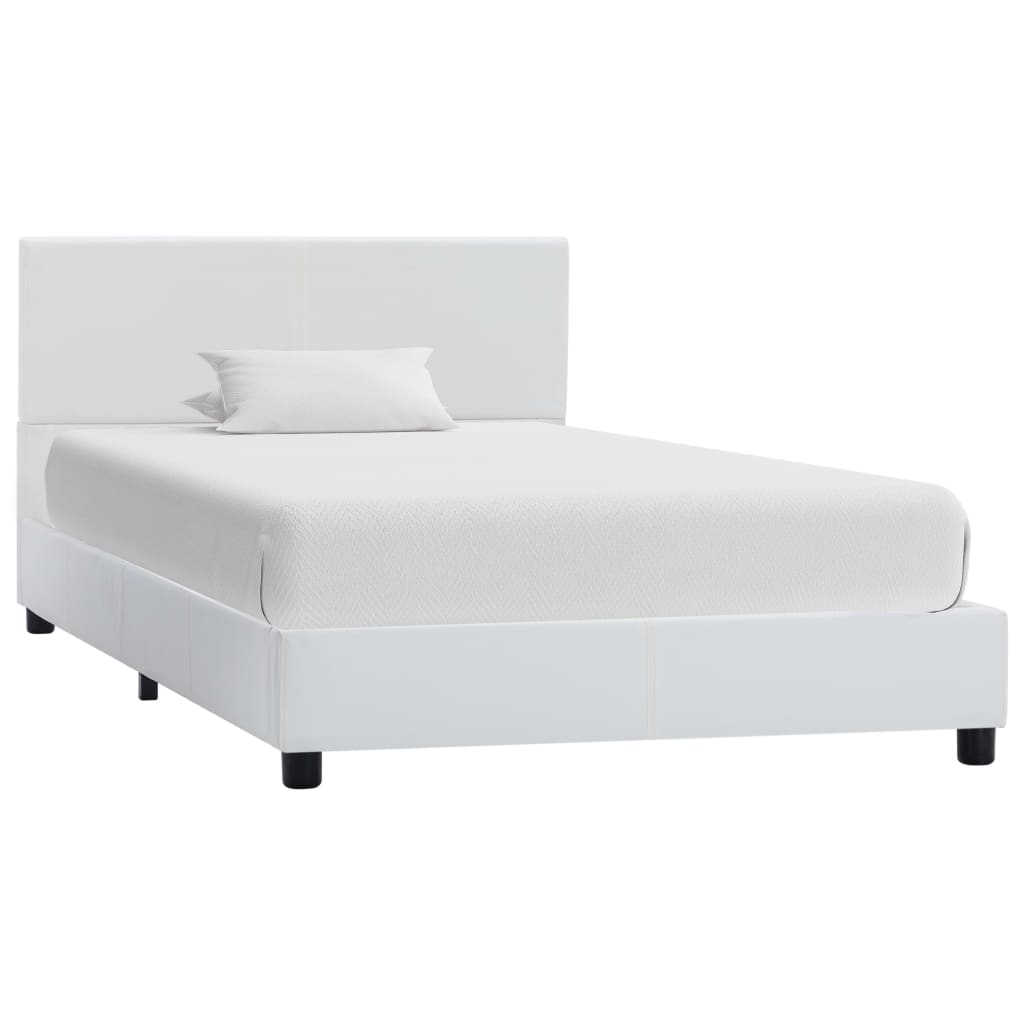 vidaXL Rám postele bílý umělá kůže 90 x 200 cm