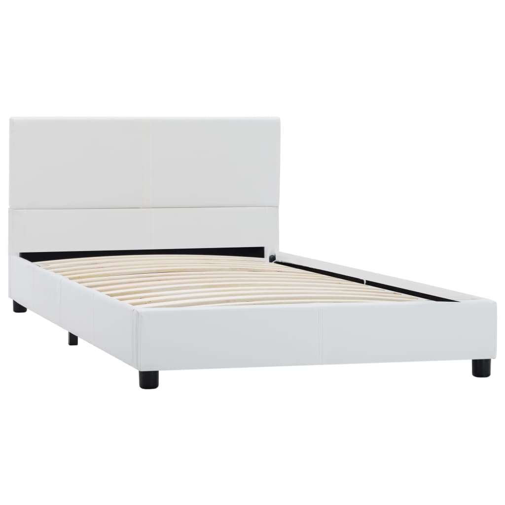 vidaXL Estructura de cama de cuero sintético blanco 90x200 cm