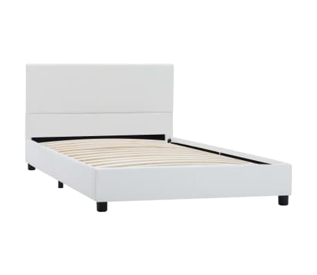 vidaXL Estructura de cama de cuero sintético blanco 90x200 cm