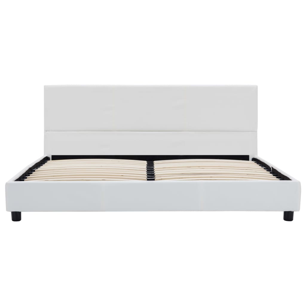 vidaXL Estructura de cama de cuero sintético blanco 140x200 cm