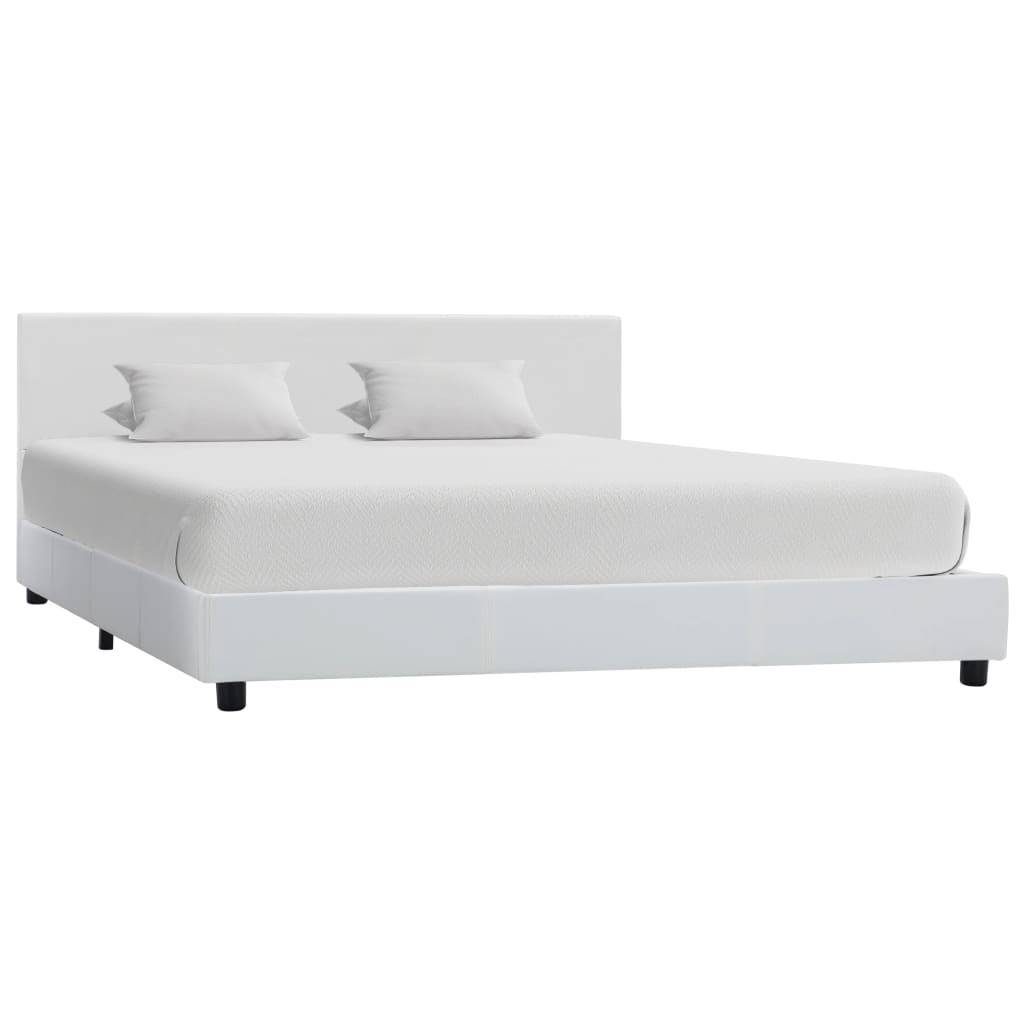 vidaXL Cadru de pat, alb, 160×200 cm, piele ecologică vidaXL