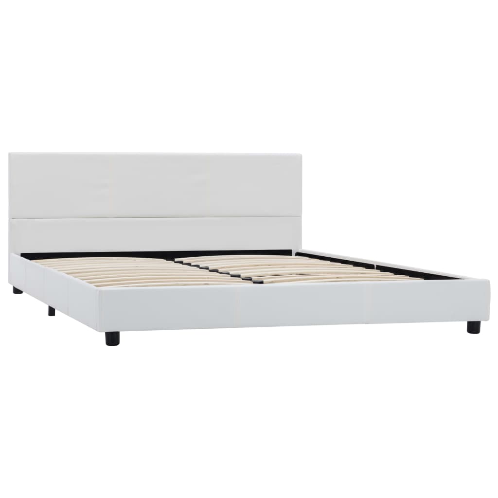 vidaXL Cadru de pat, alb, 160x200 cm, piele ecologică