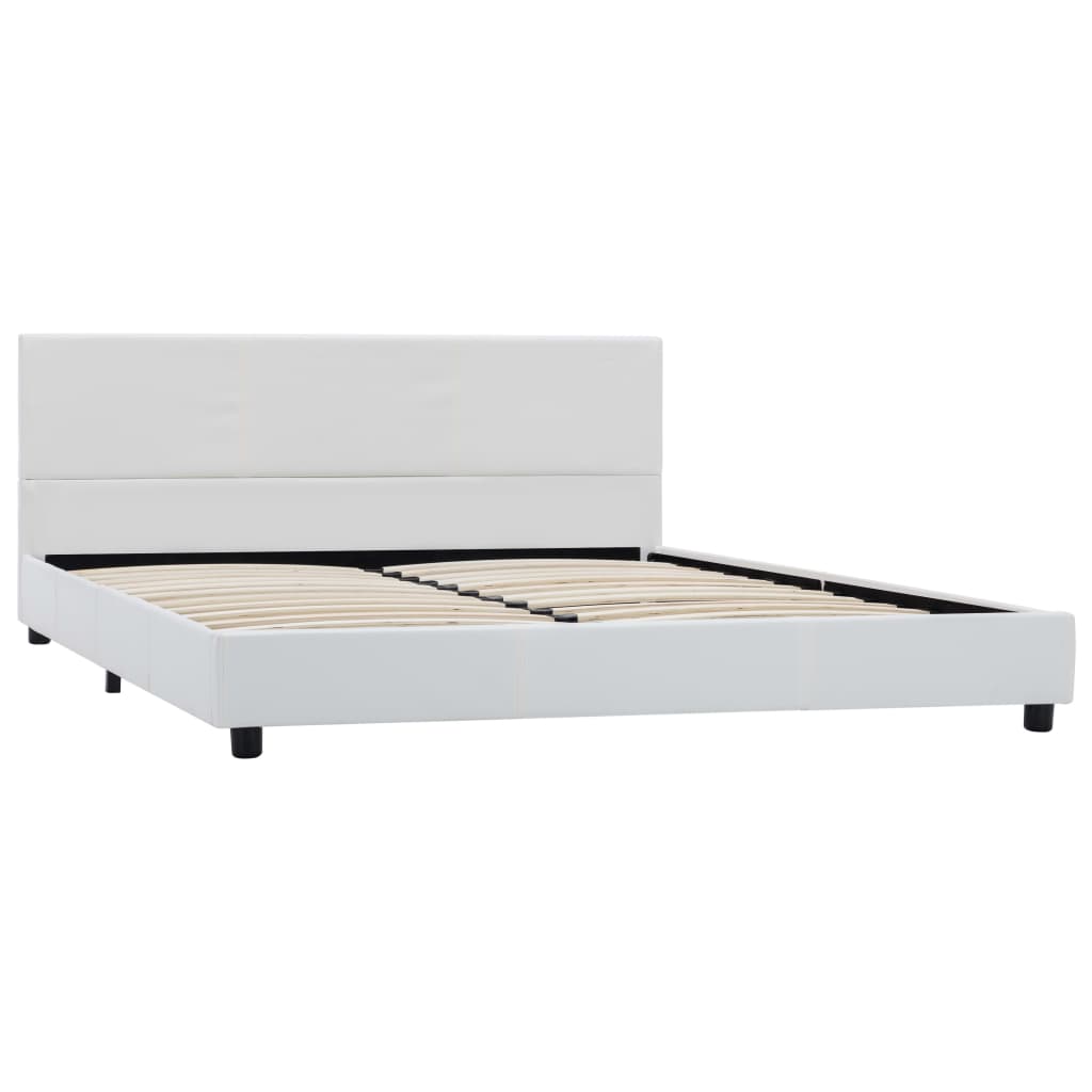 vidaXL Estrutura de cama 160x200 cm couro artificial branco