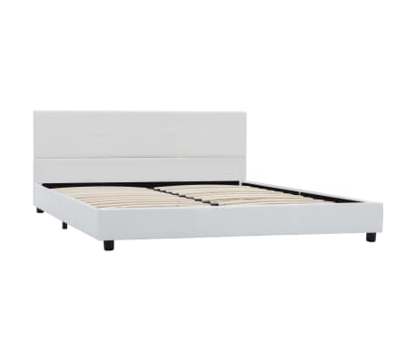 vidaXL Cadru de pat, alb, 160x200 cm, piele ecologică