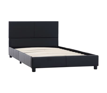vidaXL Cadru de pat, negru, 90x200 cm, piele ecologică