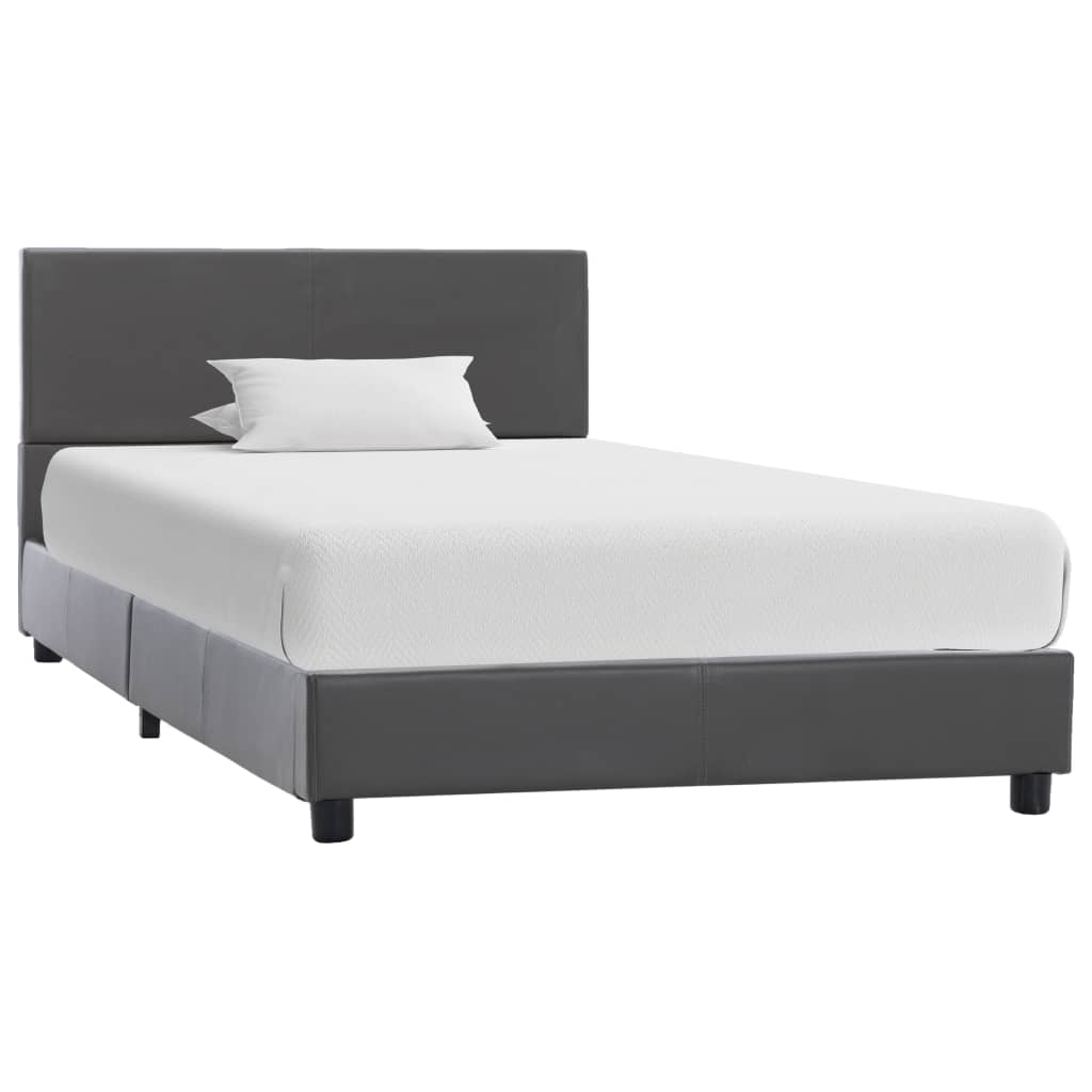 vidaXL Cadru de pat, gri, 100x200 cm, piele ecologică