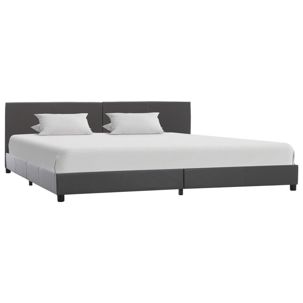 vidaXL Cadru de pat, gri, 180x200 cm, piele ecologică