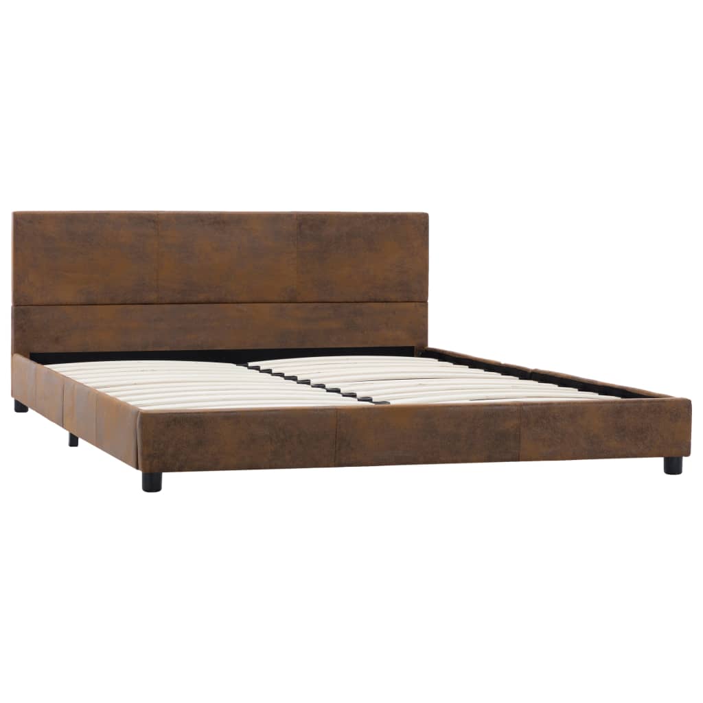 vidaXL Cadru de pat, maro, 160x200 cm, piele întoarsă ecologică