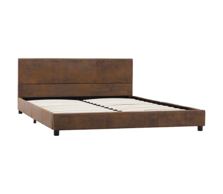vidaXL Rama łóżka, brązowa, sztuczna skóra zamszowa, 160 x 200 cm