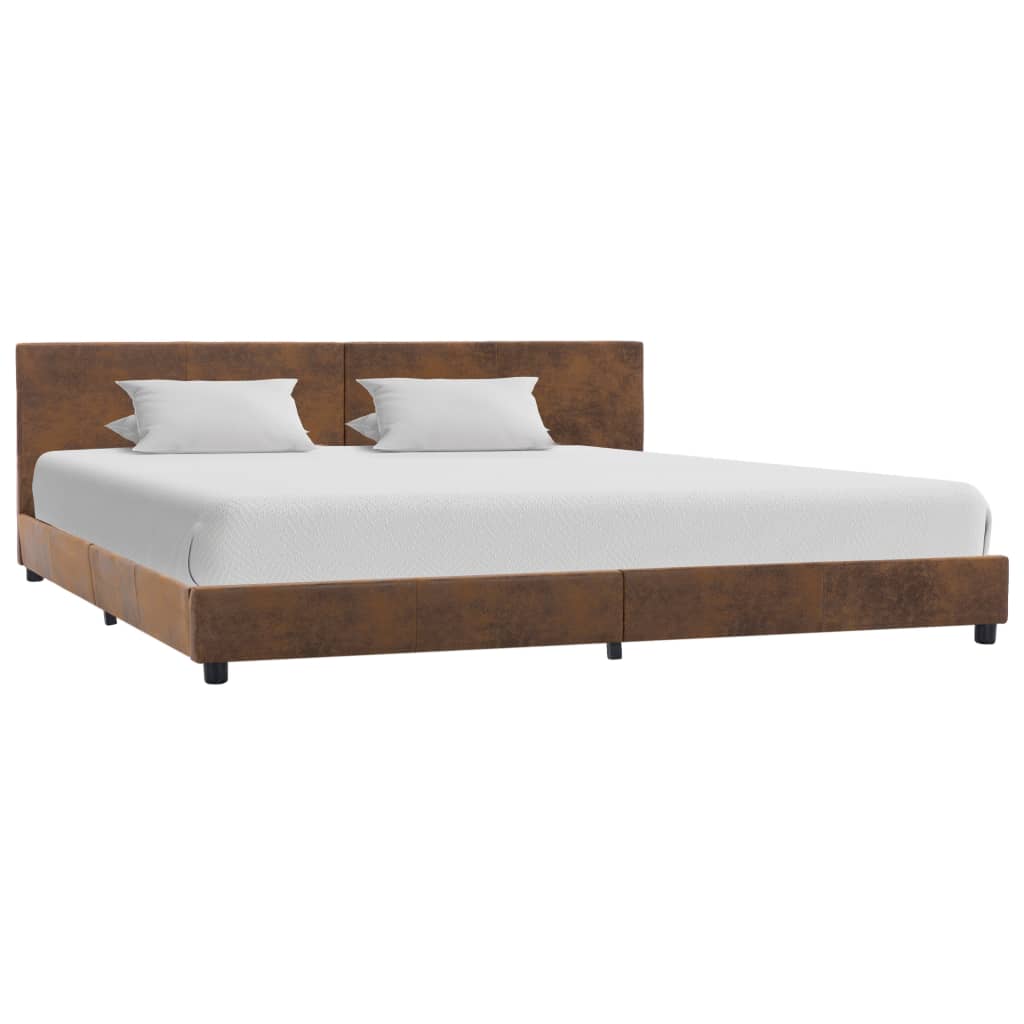vidaXL Cadru de pat, maro, 180×200 cm, piele întoarsă ecologică vidaXL
