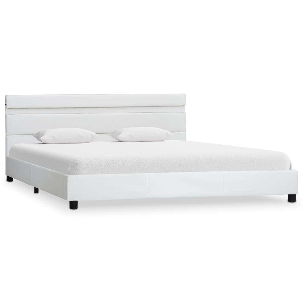 

vidaXL Bedframe met LED kunstleer wit 140x200 cm
