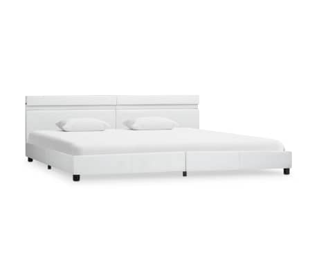 vidaXL Estructura de cama con LED de cuero sintético blanco 180x200 cm