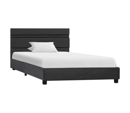 vidaXL sengestel 90x200 cm med LED kunstlæder grå