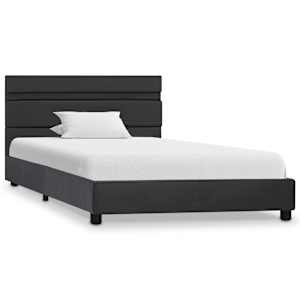 vidaXL Lovos rėmas su LED, pilkos spalvos, 100x200cm, dirbtinė oda