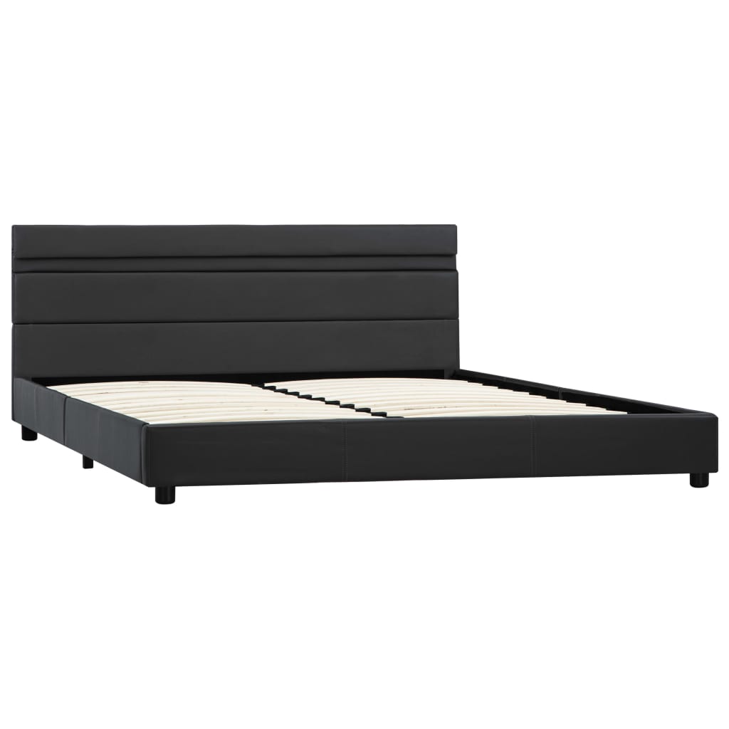 

vidaXL Bedframe met LED kunstleer grijs 140x200 cm