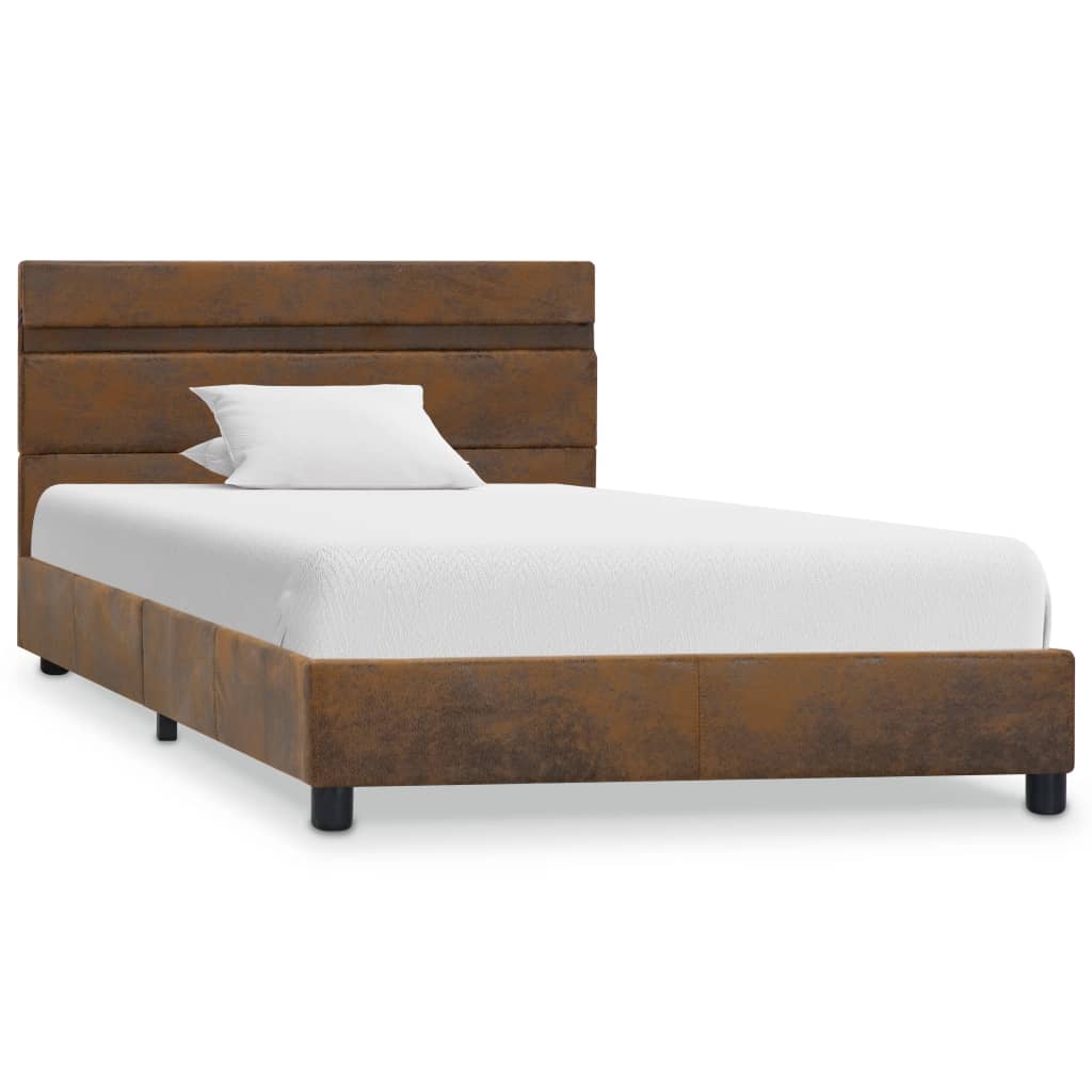 

vidaXL Bedframe met LED stof bruin 100x200 cm