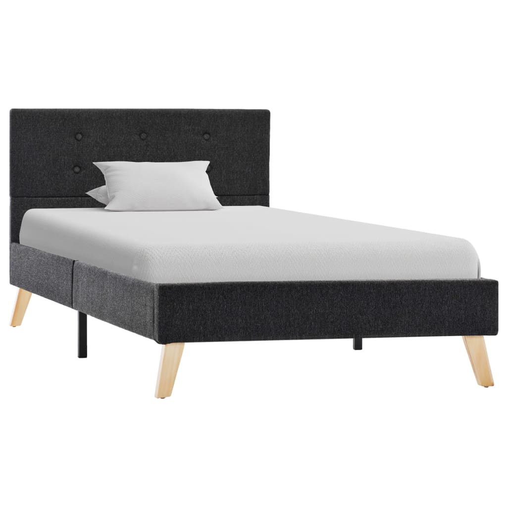 vidaXL Estrutura de cama 90x200 cm tecido cinzento-escuro