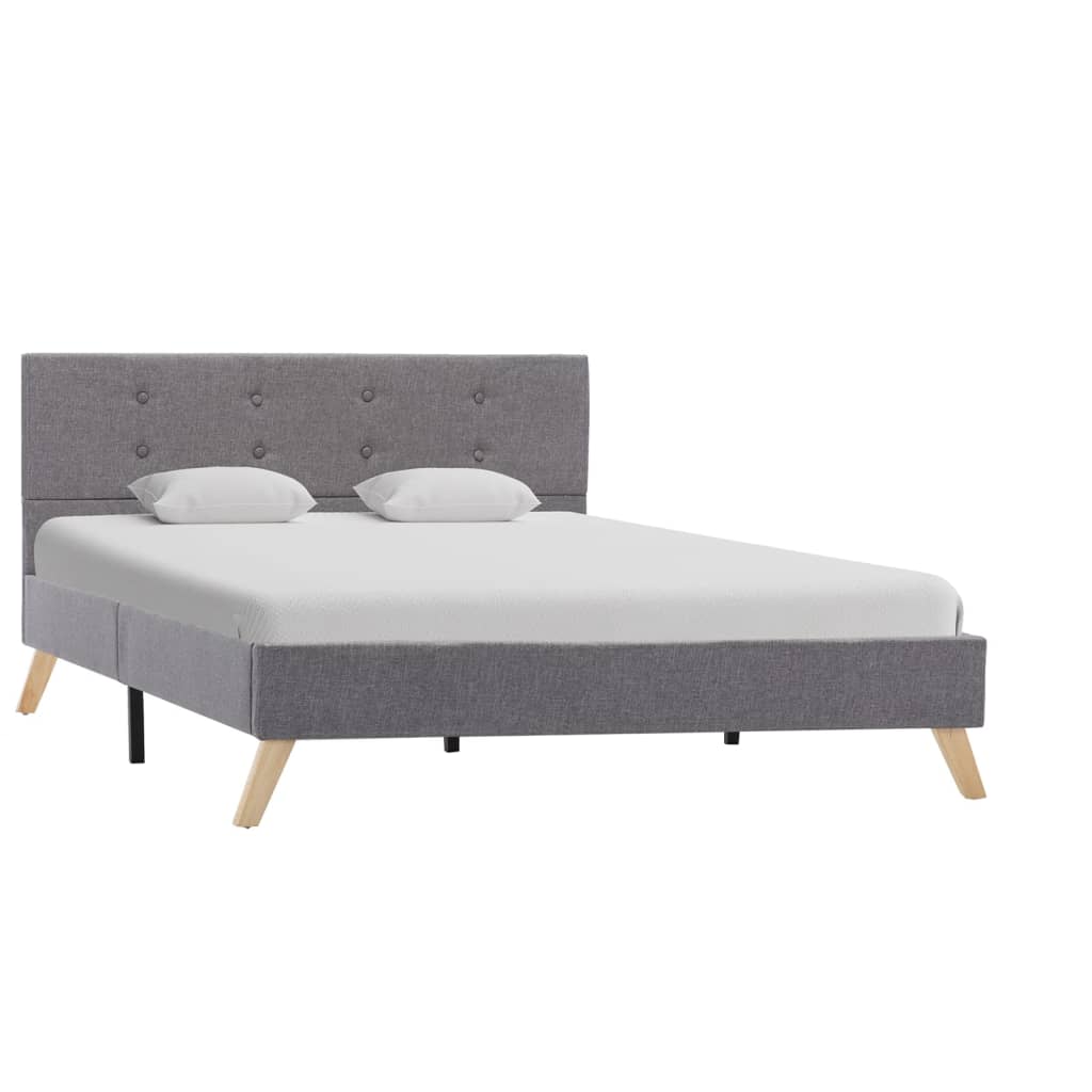 vidaXL Rama łóżka, jasnoszara, tapicerowana tkaniną, 120 x 200 cm