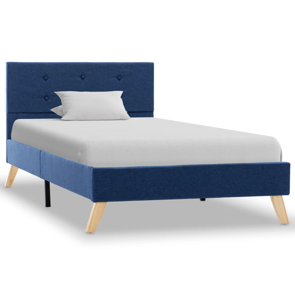 vidaXL Рамка за легло, синя, плат, 90x200 см