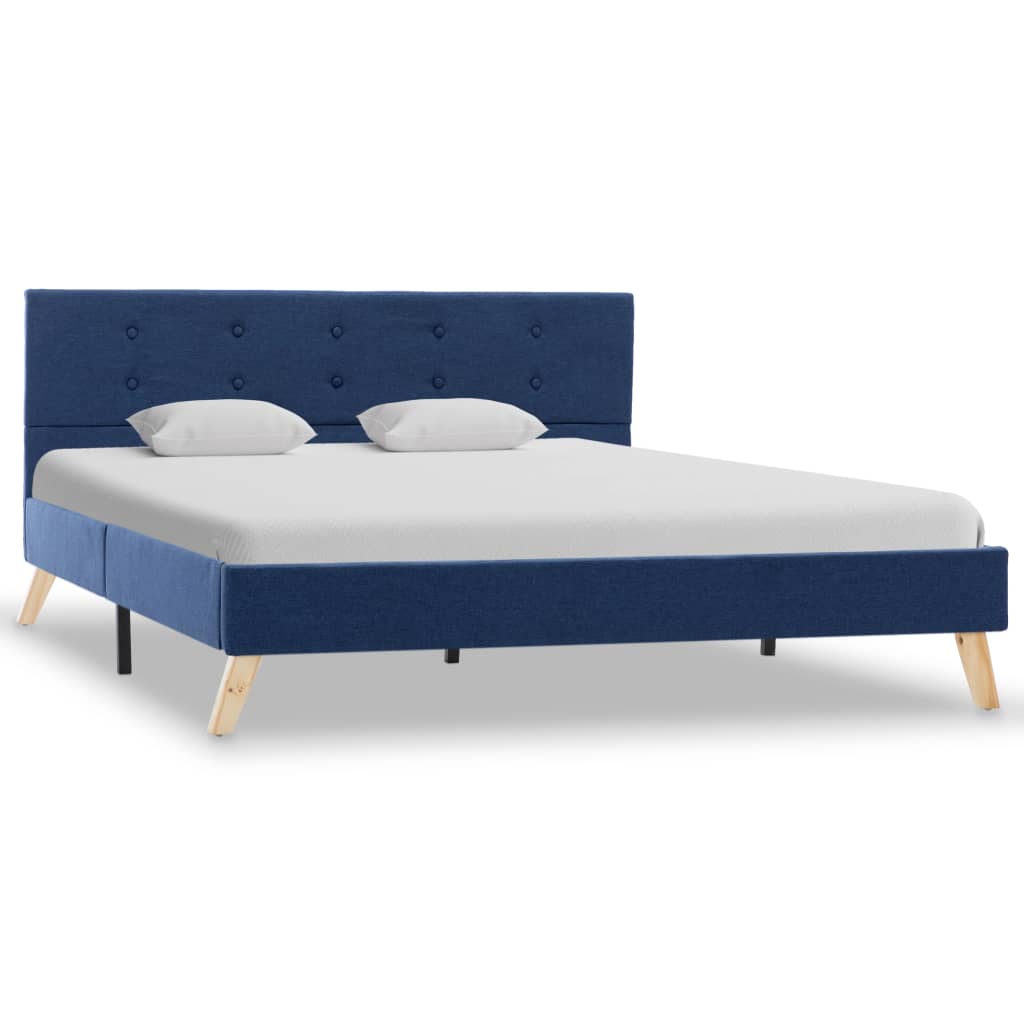 vidaXL Рамка за легло, синя, плат, 140x200 см