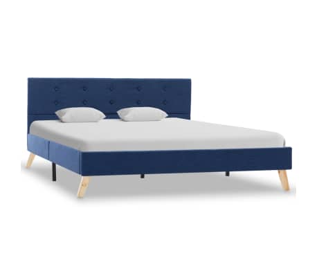 vidaXL Рамка за легло, синя, плат, 140x200 см