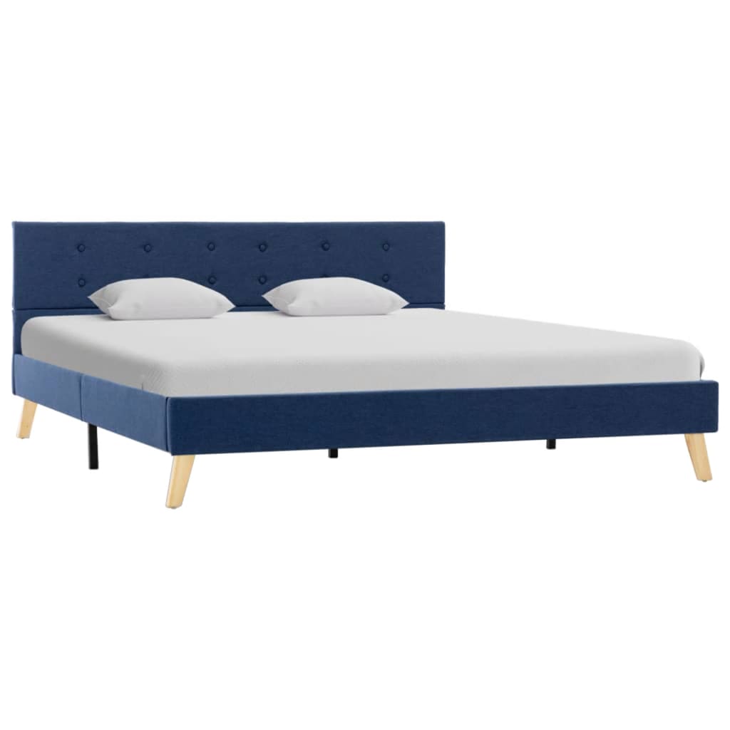 vidaXL Bedframe stof blauw 160x200 cm