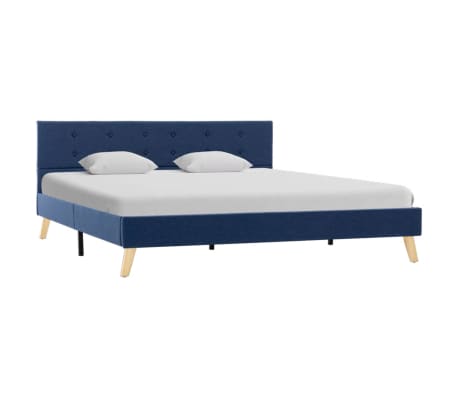 vidaXL gultas rāmis, zils audums, 160x200 cm