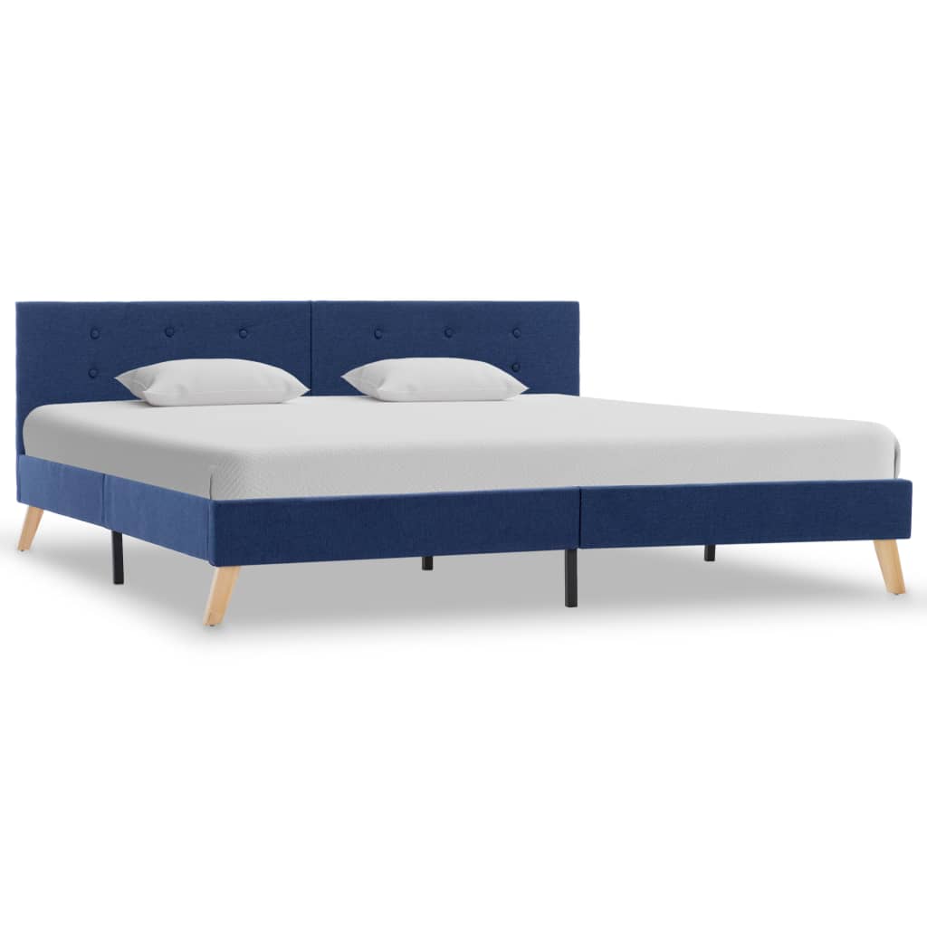 vidaXL gultas rāmis, zils audums, 180x200 cm