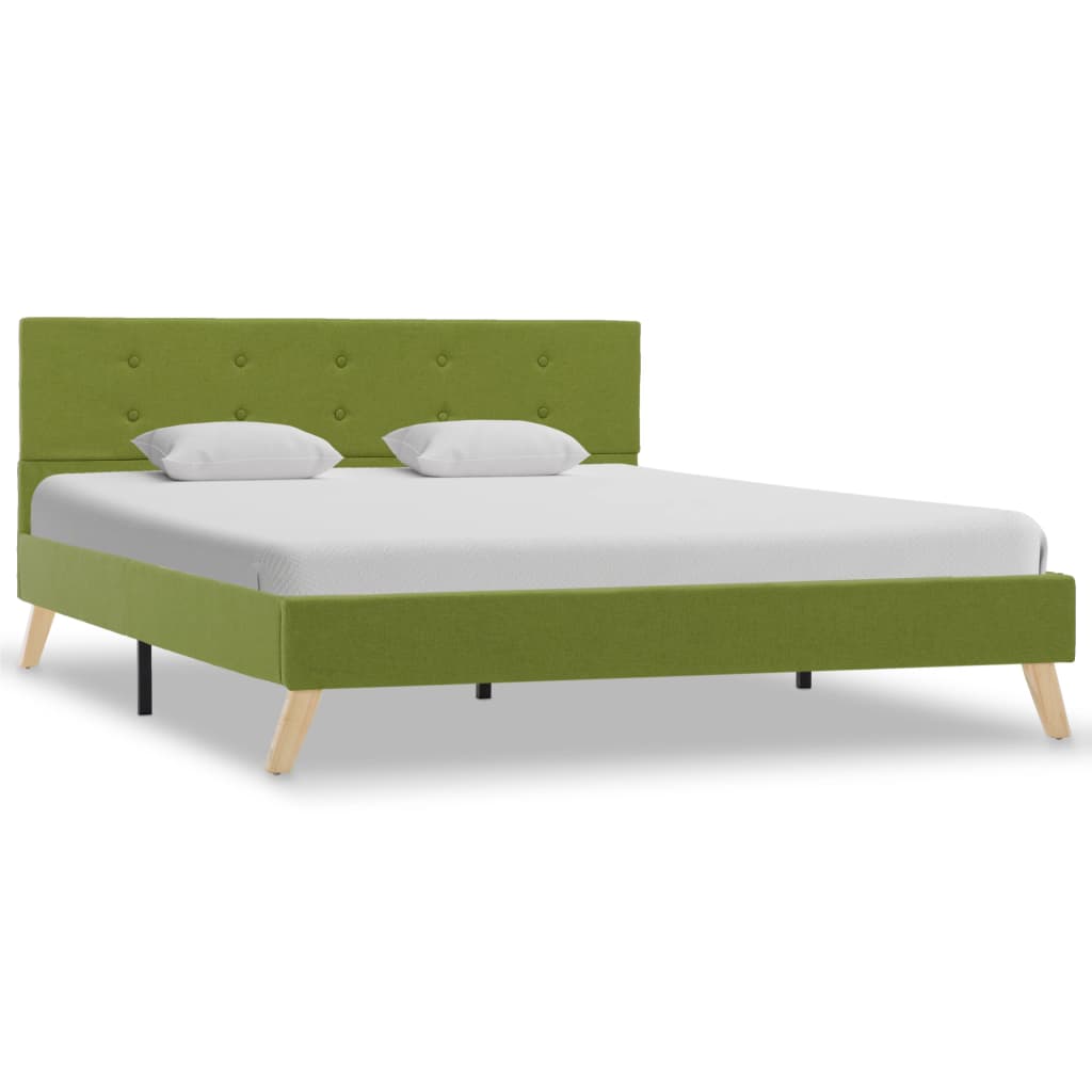 vidaXL Рамка за легло, зелена, плат, 140x200 см
