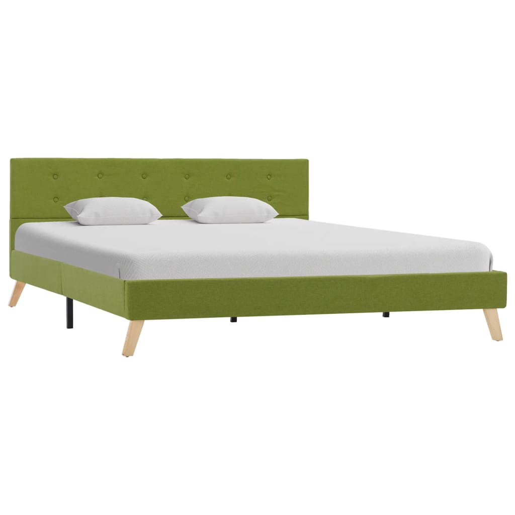 vidaXL Estructura de cama de tela verde 160x200 cm