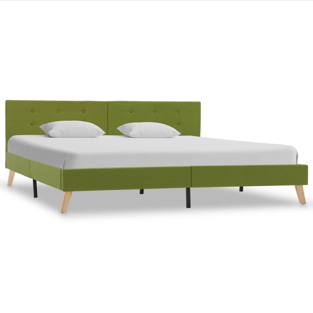 vidaXL Рамка за легло, зелена, плат, 180x200 см