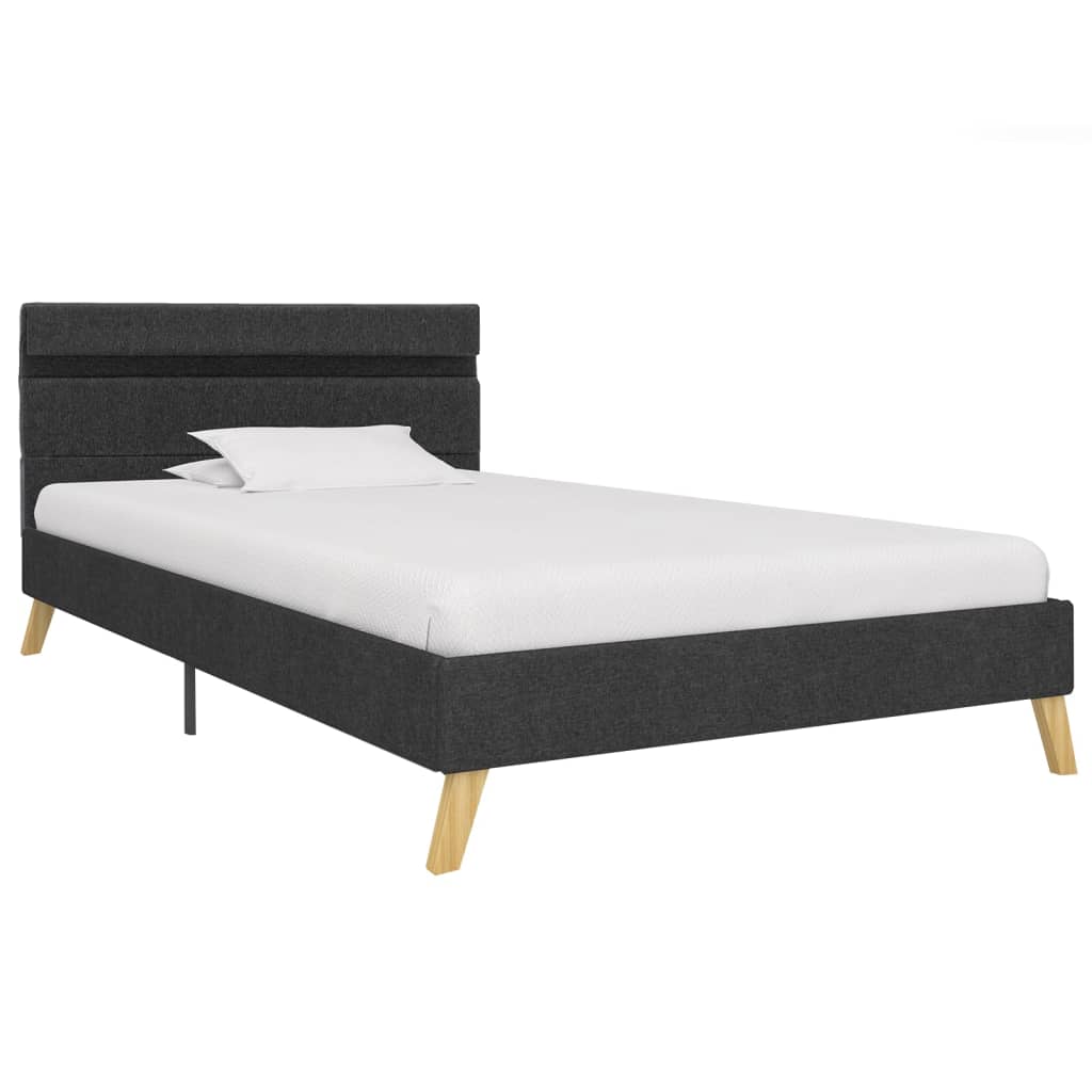vidaXL Рамка за легло с LED, тъмносива, текстил, 90x200 см