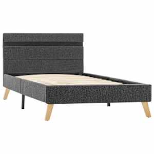 vidaXL Lovos rėmas su LED, tamsiai pilkos spalvos, 90x200cm, audinys