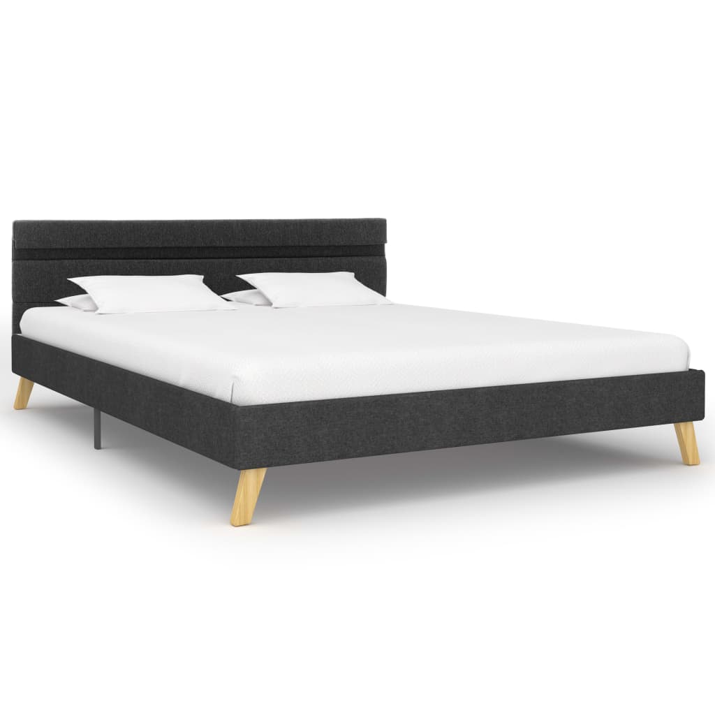 vidaXL Bedframe met LED stof donkergrijs 160x200 cm