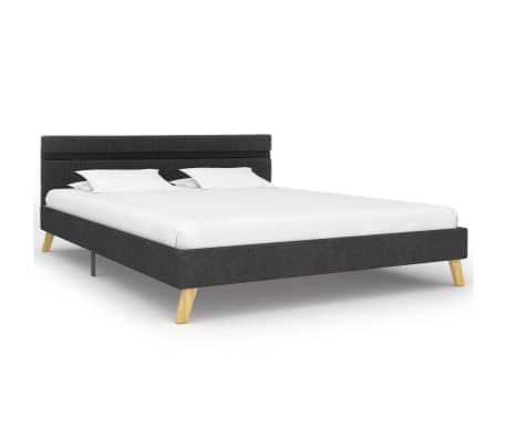 vidaXL Estrutura de cama com LED 160x200 cm tecido cinzento-escuro